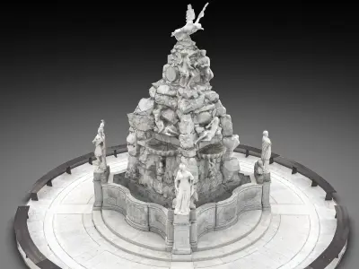  Fountain of the Four Continents Low-poly 3D model