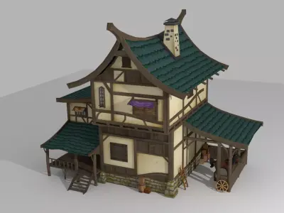 Cartoon medieval house 6 3d Low-poly 3D model