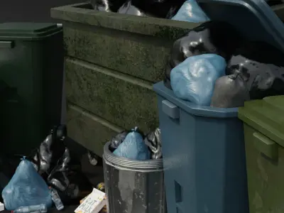Urban Trash set Low-poly 3D model