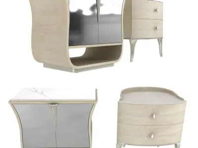 Caracole Lilian door drawer nightstand  3D model