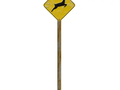 Animal Crossing in Area Road Traffic Sign 3D model