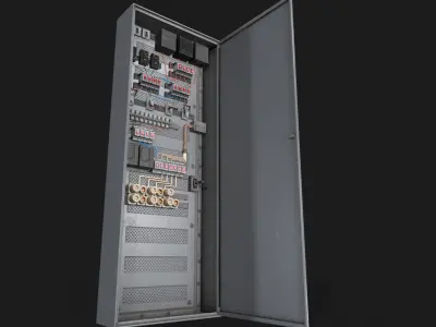 3 Modular Electric Boxes and 6 Interior Parts Low Poly PBR Low-poly 3D model