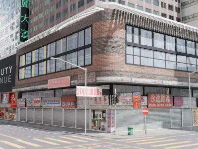 Asian City Low-poly 3D model