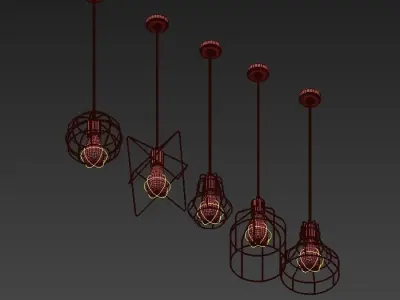 Lampara metal cage pendant lights 3D model