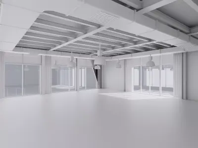 Warehouse Showroom with cafe 3D model