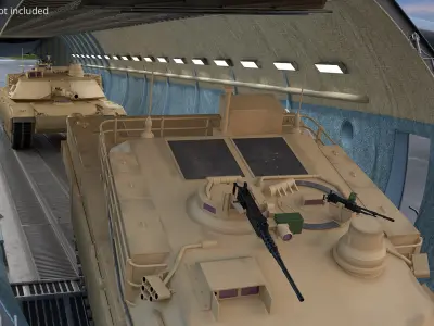  Military Cargo Transport Aircraft Nose Open and Tank with Interior 