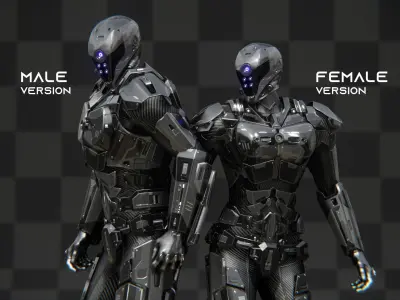 Sci-fi Soldier Combat Suit  Low-poly 3D model