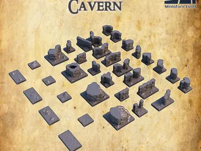 Openlock Cavern Tabletop Terrain 28 MM 3D print model