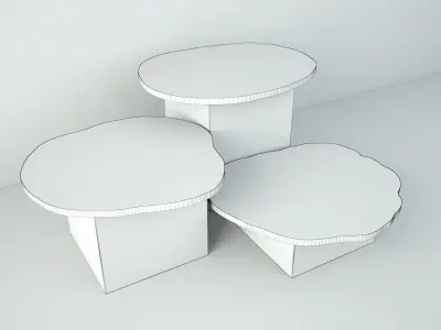 Petrified Wood Slice Coffee Tables 8 3D model