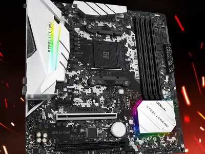 B450M Steel Legend ASRock - Low Poly  Free 3D model