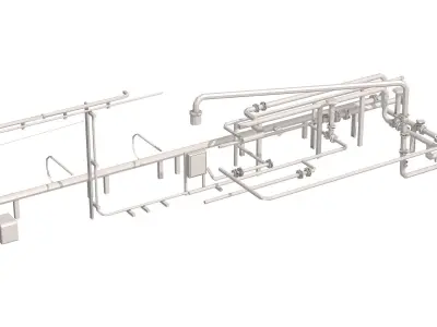 Industrial White Pipes Low Poly 3D model