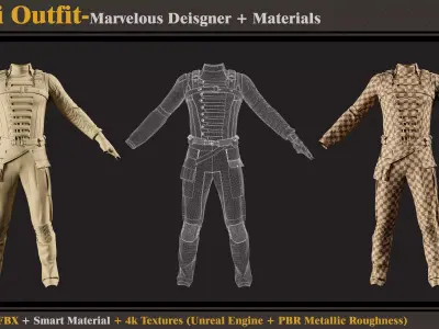 Sci-Fi Outfit-MD-Clo3d-Smart Material-Textures-OBJ-FBX  3D model