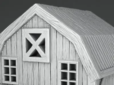 The barn with doors and windows 3D print model