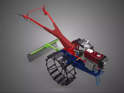 KIT RAKER LANDSCAPE RAKE HARROW LEVELING ATTACHMENT HAND TRACTOR 3D model