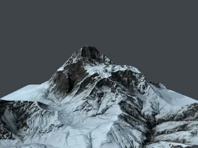 Mountain terrain under the snow Low-poly 3D model