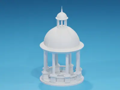 Cartoon Stone Gazebo with Roof 3D model