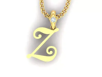 Alphabet V3 Light Gold  Font Pendant Z 3D print model