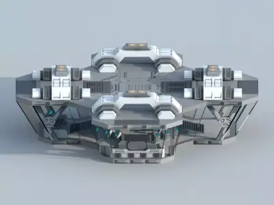Sci-Fi Military Building - Control Room Low-poly 3D model