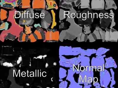 Colorful Robot model pack Low-poly 3D model