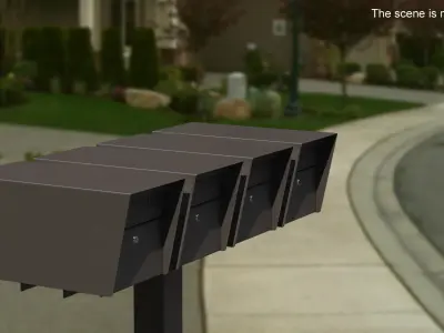 Mailbox Complete Quad Mount Cluster 3D model