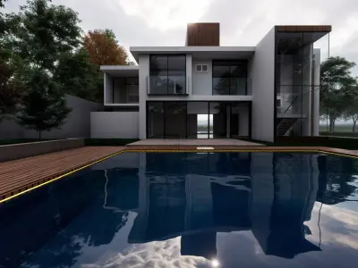Modern villa with pool 3D model