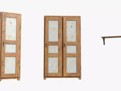 Bunker Wooden Cabinets WWII Low-poly 3D model