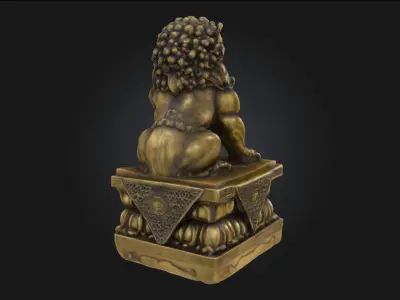 Guardian Lion Statue  Traditional Protector Sculpture 3D model