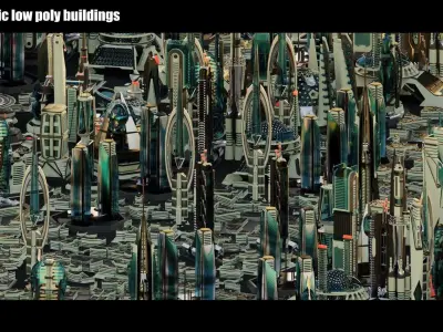 35 Futuristic Buildings VOL 5 Low-poly 3D model