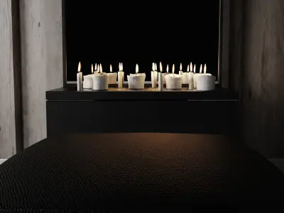 Mirror and Ottoman - Home Furniture 03 3D model