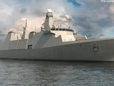  Naval Frigate with Transport Helicopter 