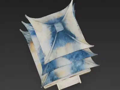 Stylized Watercolor Fantasy Pagoda 3D Model Low-poly 3D model