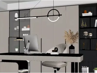 Modern Light Luxury Study Room 3D model