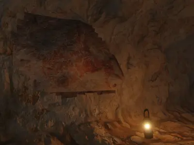 Medieval Cave realistic cave Low-poly 3D model