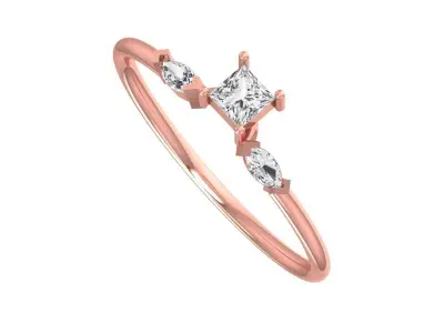Solitaire Women Light Weight Band Ring 3D print model 3