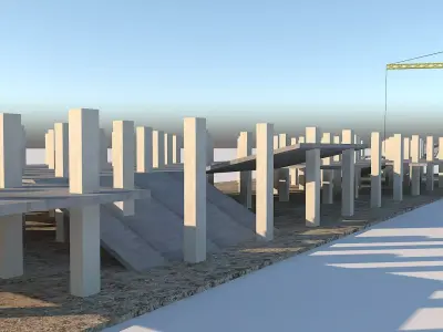 Construction zone Low-poly 3D model