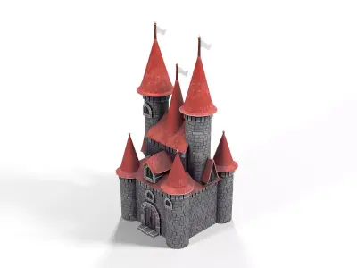 Cartoon Castle 01 PBR Low-poly 3D model