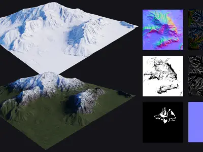 3D Mountain Model 1 - High-Detail with LODs 3D model