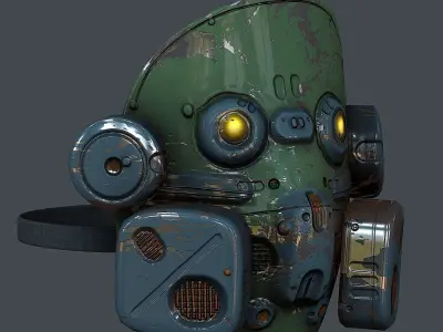 Gas mask helmet 3d model scifi  Low-poly 3D model