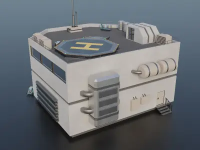 Futuristic Industrial Building Low-poly 3D model