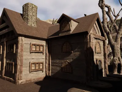 Rustic Medieval Cliffside House Free 3D model purchase