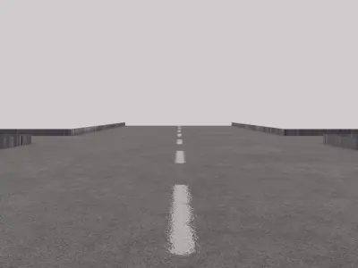 Crossroad with street dash lines - Textured  Low-poly 3D model