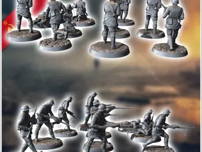Set of 10 WW2 LMG Soviet soldiers with Degtyaryov DP-27 8 - Sovi 3D print model