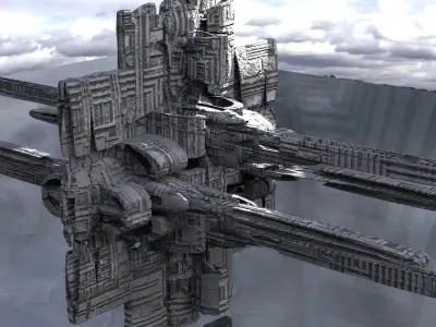 Solar powered Sci-Fi energy wings base 3D model