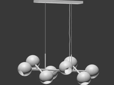 Staggered Glass Chandelier 8 Light 3D model