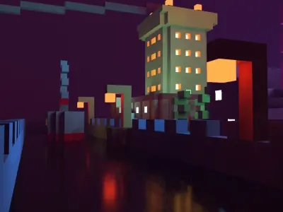 Neon City Low-poly 3D model