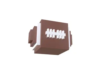 Voxel Rugby Ball v1 002 Low-poly 3D model