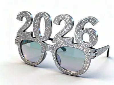 2026 New Year Party Glasses 3D Model Low-poly 3D model