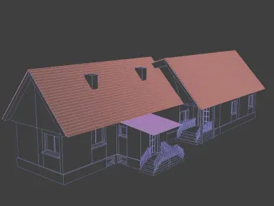 Old agroturistic building game ready Low-poly 3D model