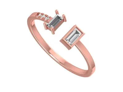 Solitaire Women Light Weight Baguette stone Band Ring 3D print model