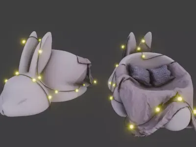 Cute bunny armchair Low-poly 3D model